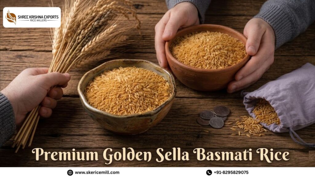 Best Premium Golden Sella Basmati Rice in India - SKE Rice Mill